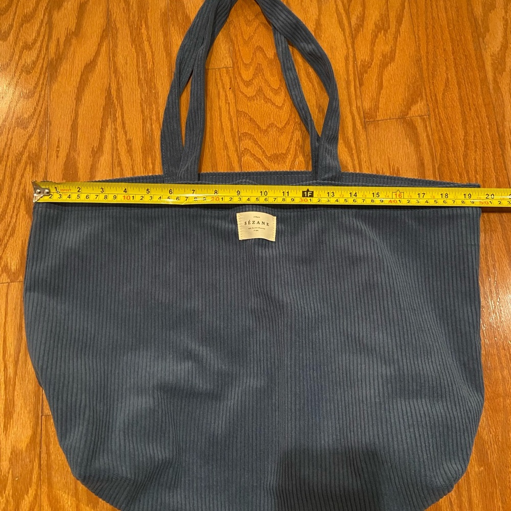 Sezane Velvet Tote Bag in Saffron Blue - Picture 8 of 9